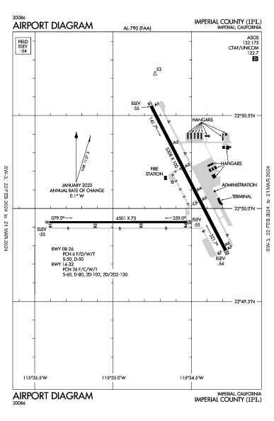 Imperial County Airport (Imperial, CA): KIPL Airport Diagram